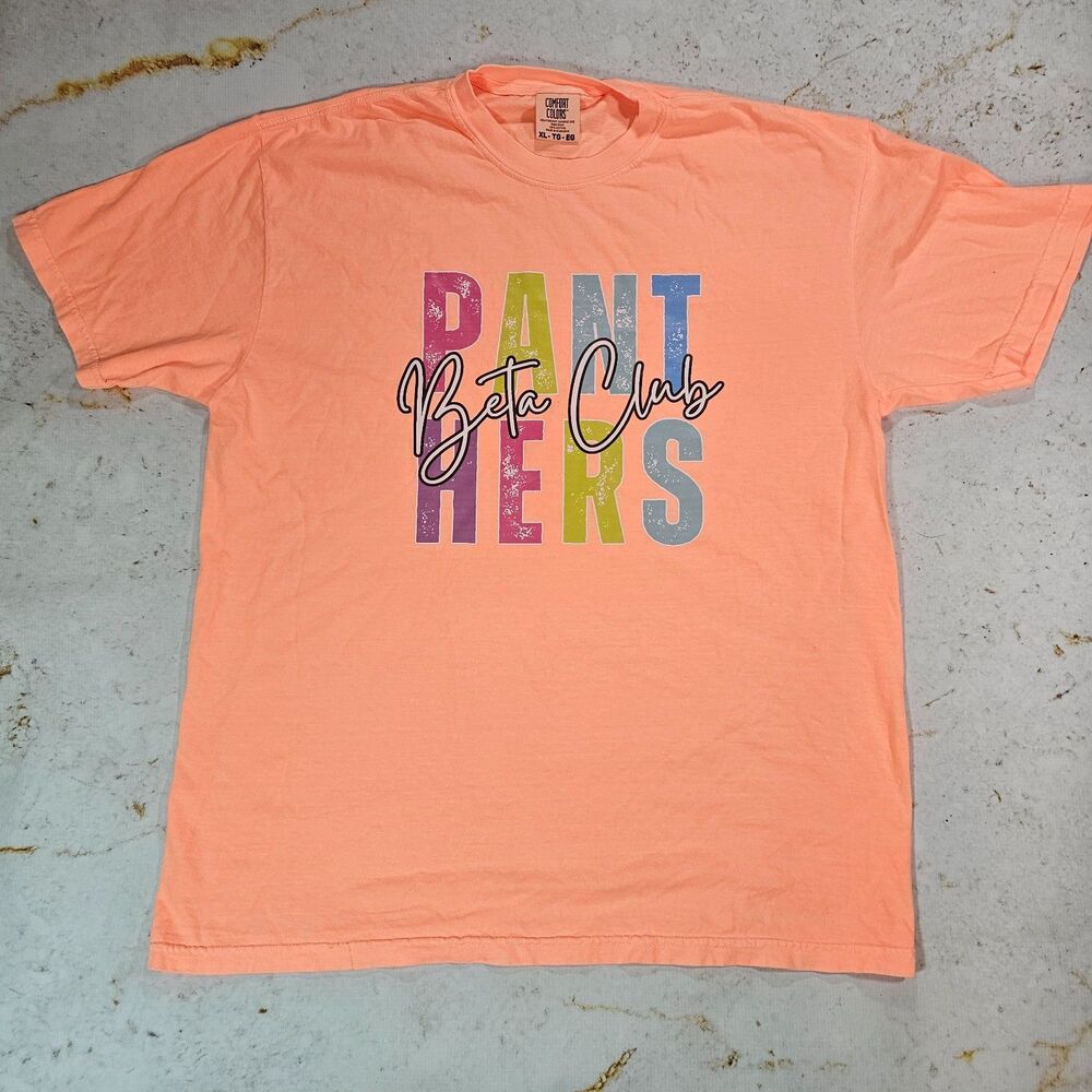 Comfort Colors XL Neon Cantaloupe Beta Club Panthers Heroes Graphic T-Shirt Tee